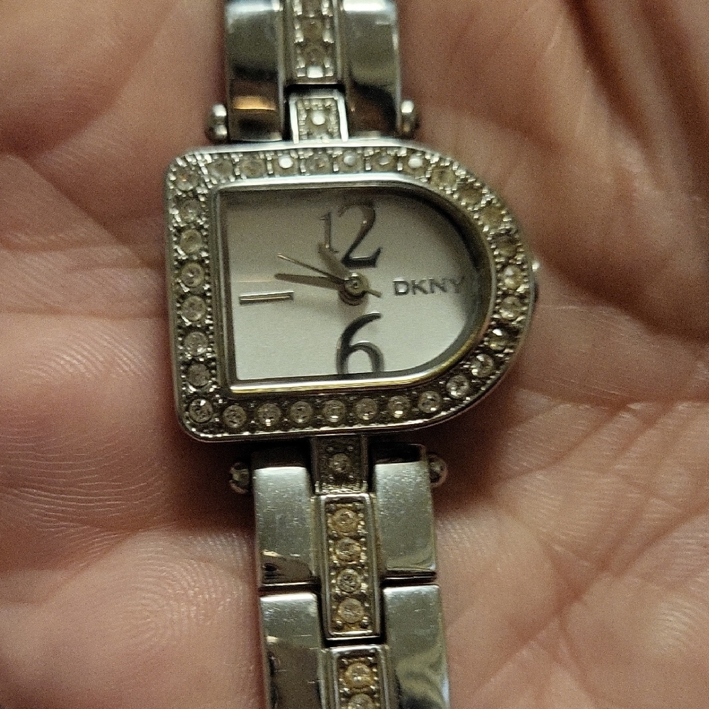 DKNY Silver and Gold Watch with Crystal Details